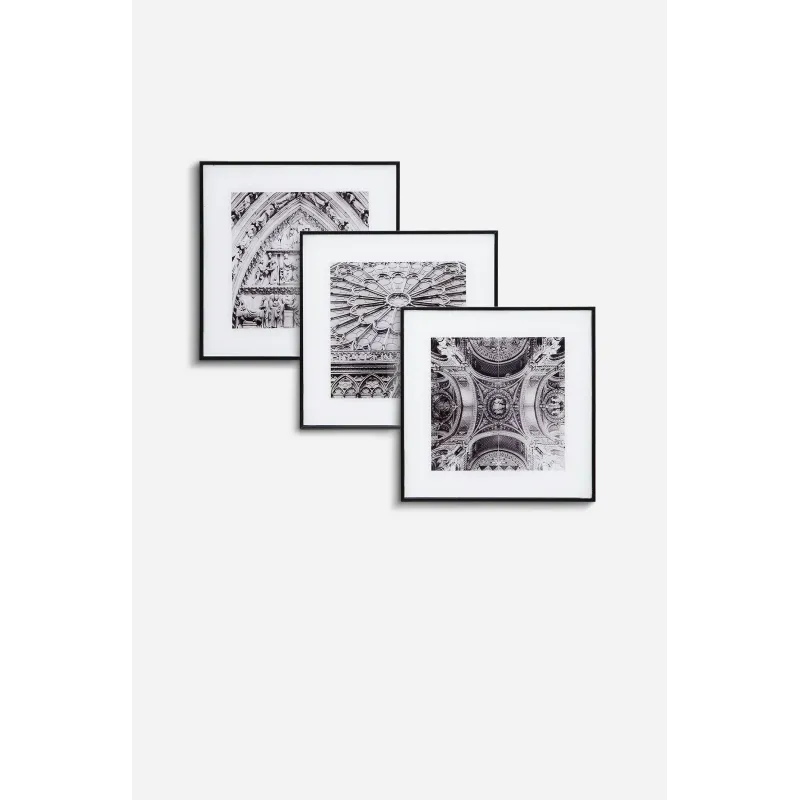 Set de 3 Cuadros Cristal Arquitectura 30x30 cm