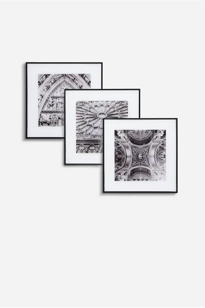 Set de 3 Cuadros Cristal Arquitectura 30x30 cm