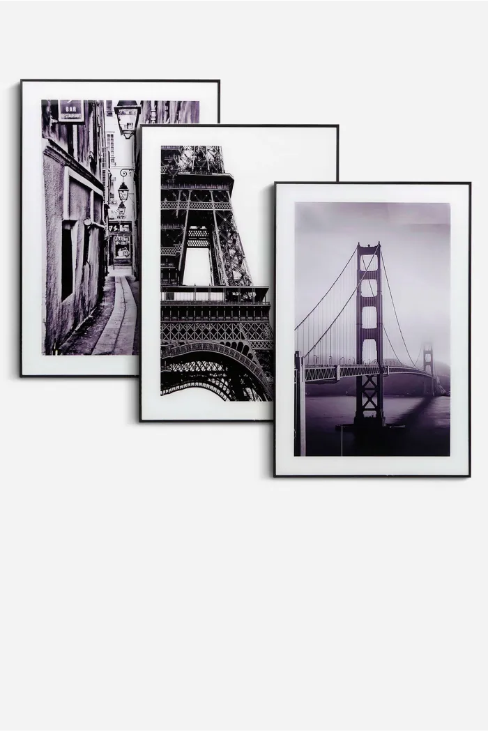 Set de 3 Cuadros de Cristal Ciudades 60x40 cm
