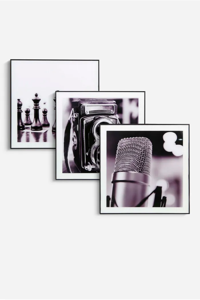 Set de 3 Cuadros de Cristal Black & White 50x50 cm