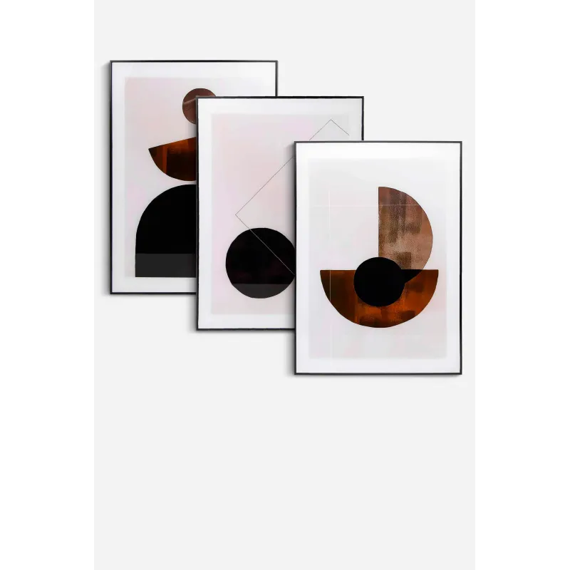 Set de 3 Cuadros de Cristal Geométrico 50X70