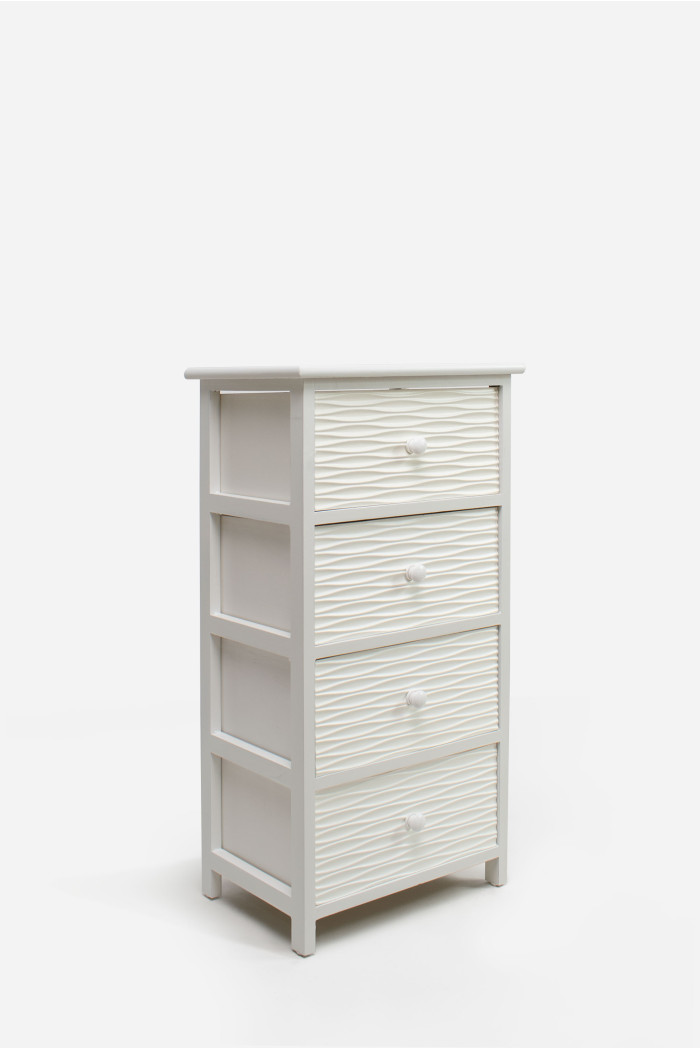 Mueble Auxiliar MDF 4 Cajones Blanco 37x27x73 cm