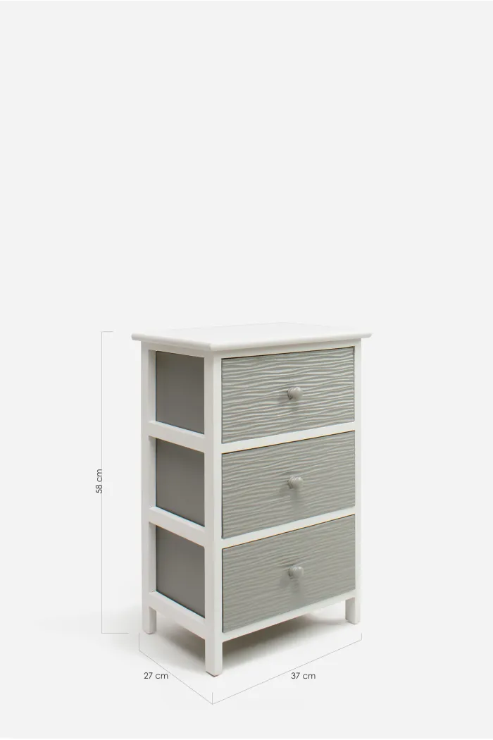 Mueble Auxiliar MDF 3 Cajones 37x27x58 cm