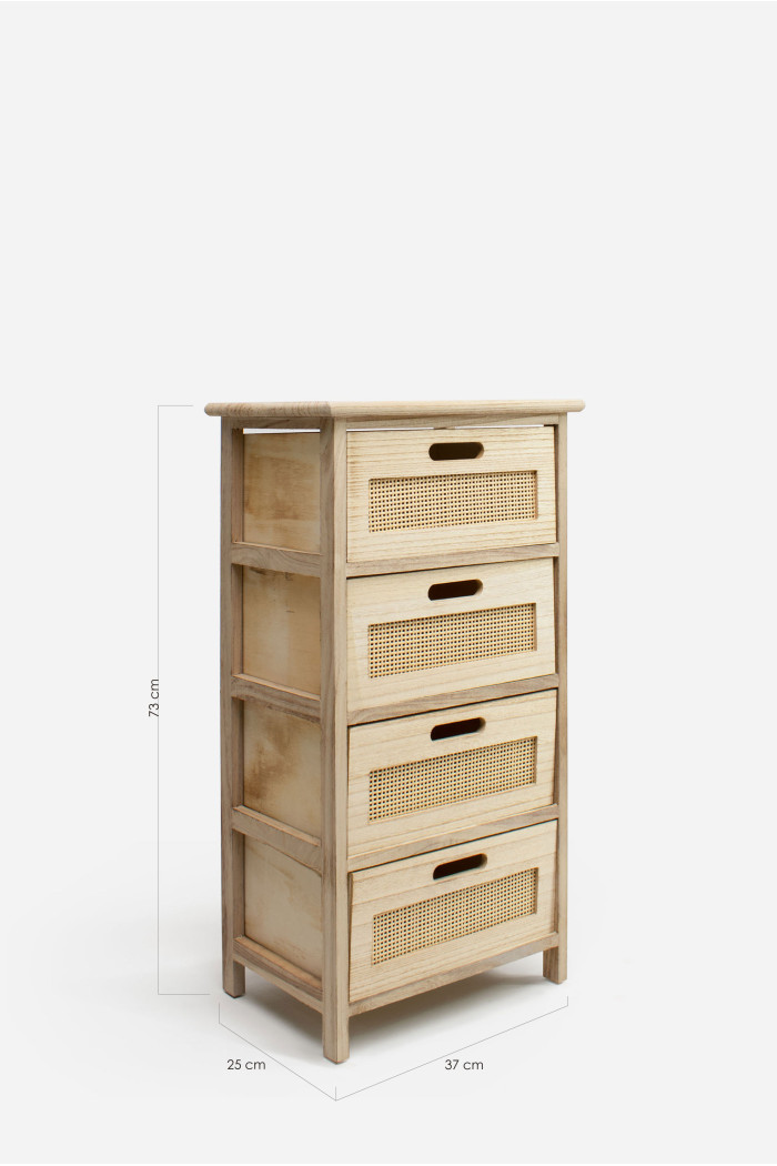 Mueble Auxiliar MDF 4 Cajones 37x27x73 cm