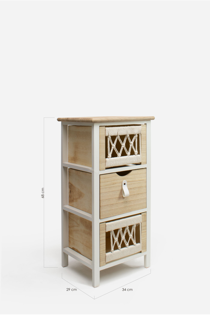 Mueble Auxiliar MDF 3 Cajones 34x29x68 cm