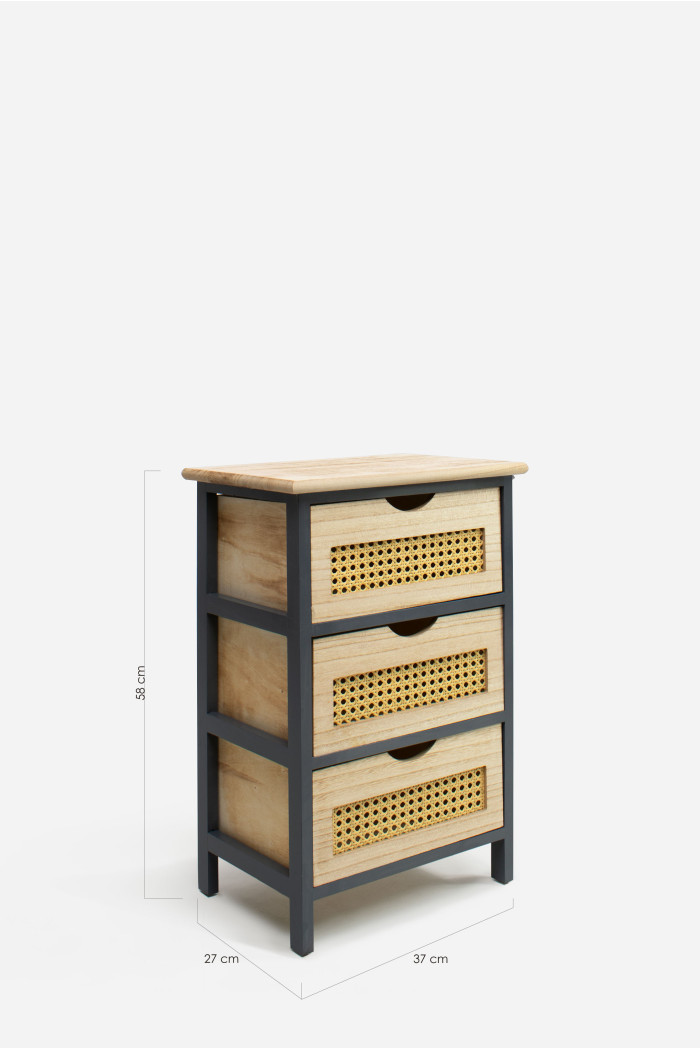 Mueble Auxiliar MDF 3 Cajones 37x27x58 cm