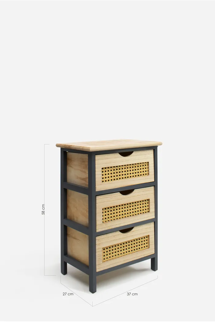 Mueble Auxiliar MDF 3 Cajones 37x27x58 cm