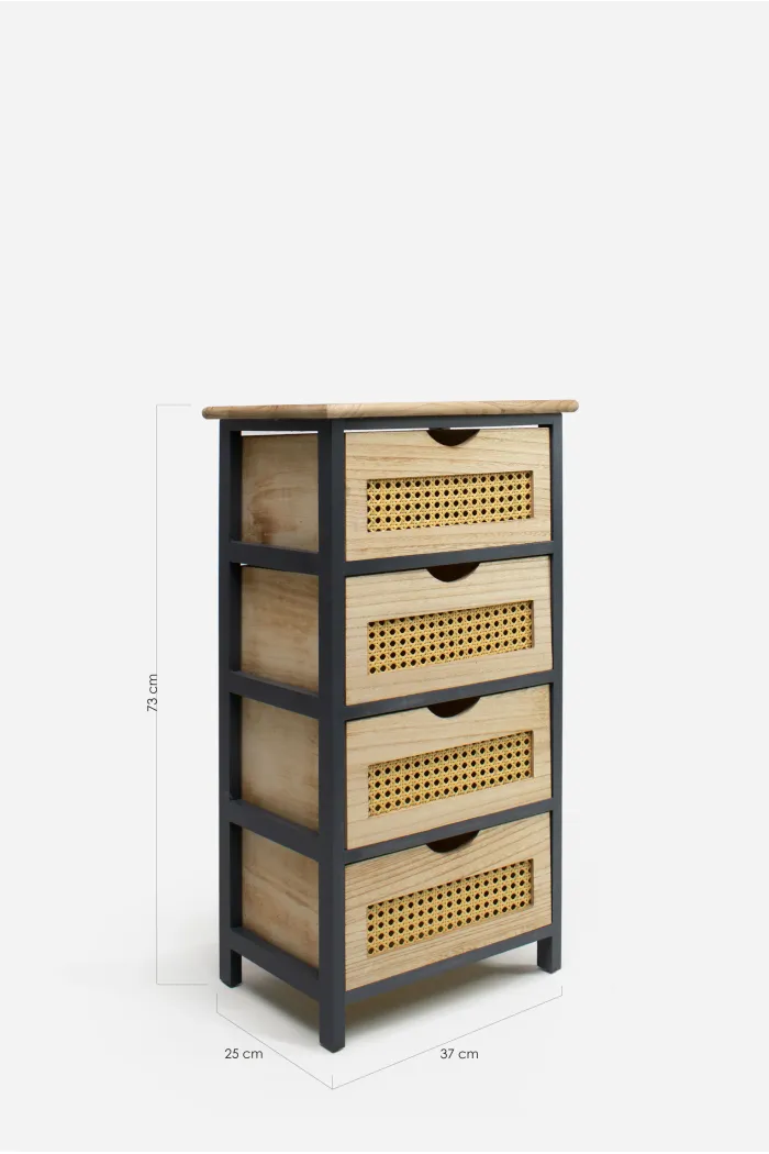 Mueble Auxiliar MDF 4 Cajones 37x27x73 cm