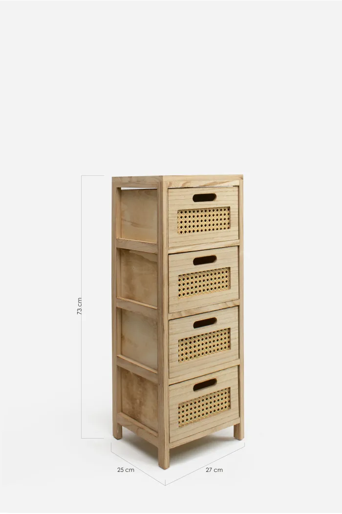 Mueble Auxiliar MDF 4 Cajones 27x25x73 cm