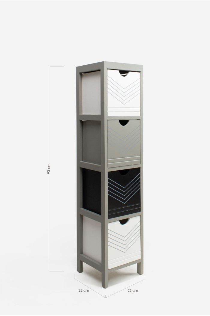 Mueble Auxiliar MDF 4 Cajones 22x22x93 cm