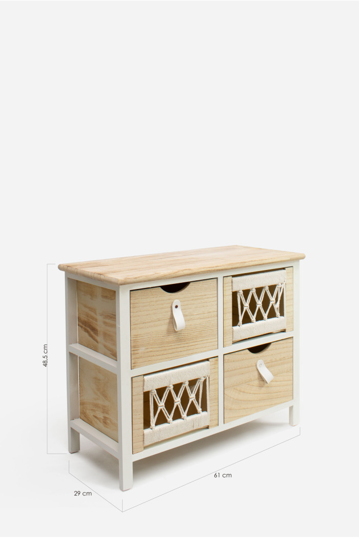 Mueble Auxiliar MDF 4 Cajones 61x29x48.5 cm