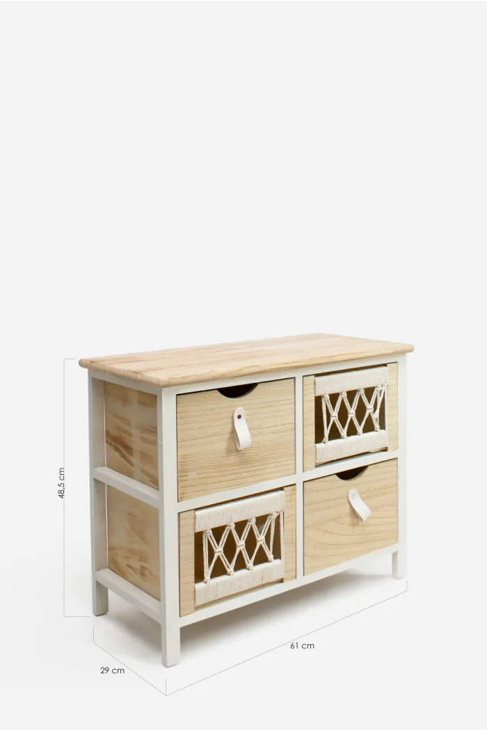 Mueble Auxiliar MDF 4 Cajones 61x29x48.5 cm