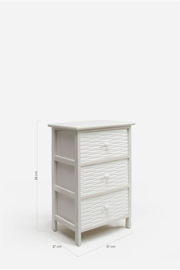 Mueble Auxiliar MDF 3 Cajones Blanco 37x27x58 cm