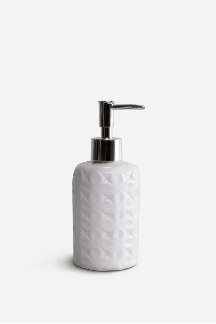 Dispensador de Jabón de Baño de Cerámica Blanco Ø7X17 cm