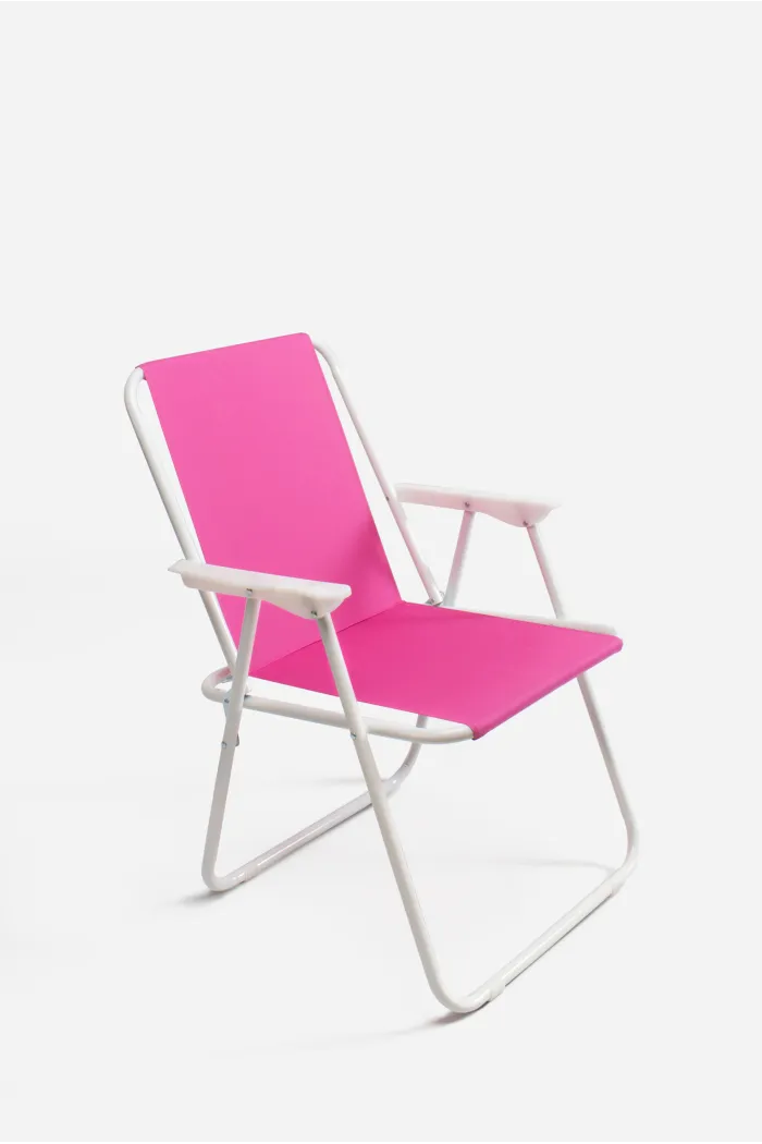 Silla de Playa Plegable - Color Fucsia - Metal 58x50x75 cm - Ideal para Playa, Piscina y Camping