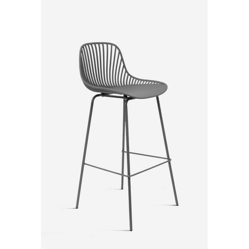 Taburete de cocina alto de polipropileno con respaldo