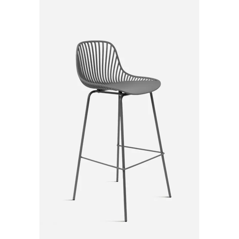 Taburete de cocina alto de polipropileno con respaldo