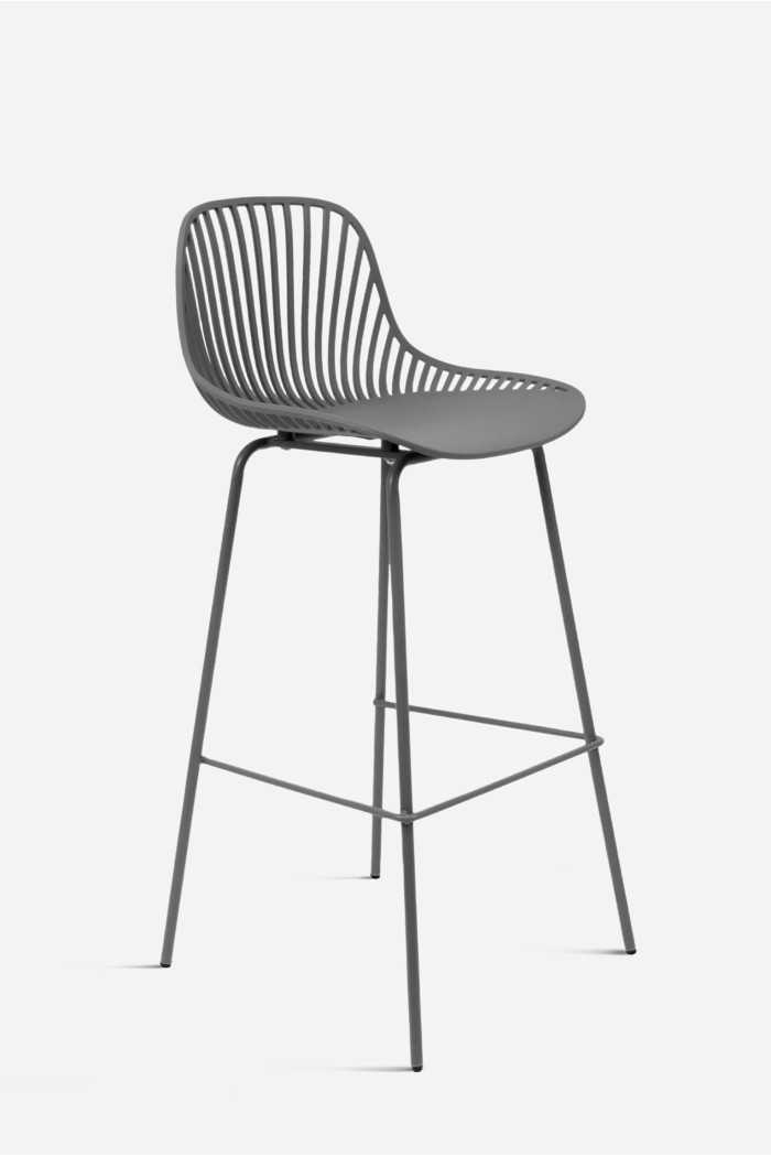 Taburete de cocina alto de polipropileno con respaldo