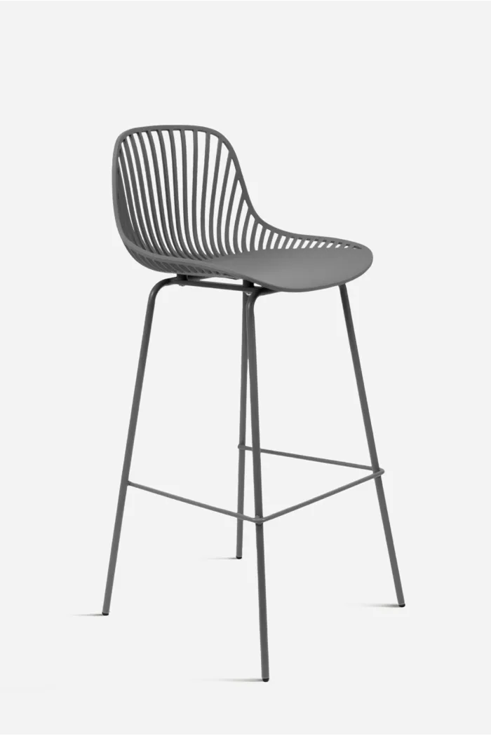 Taburete de cocina alto de polipropileno con respaldo
