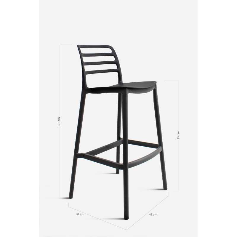Taburete Alto con Respaldo de Lamas - Nour