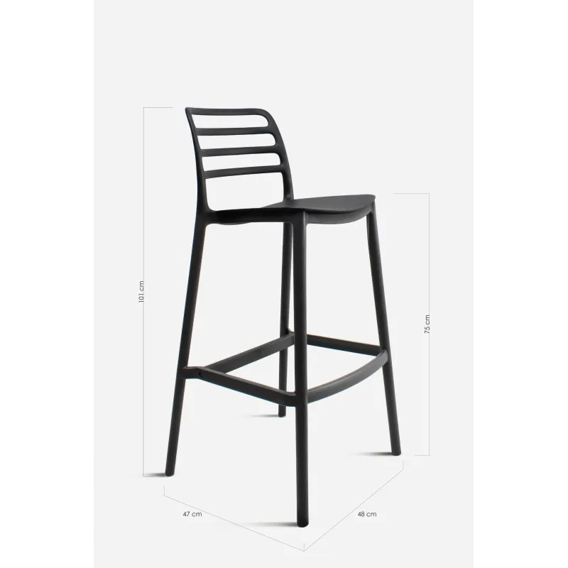Taburete Alto con Respaldo de Lamas - Nour