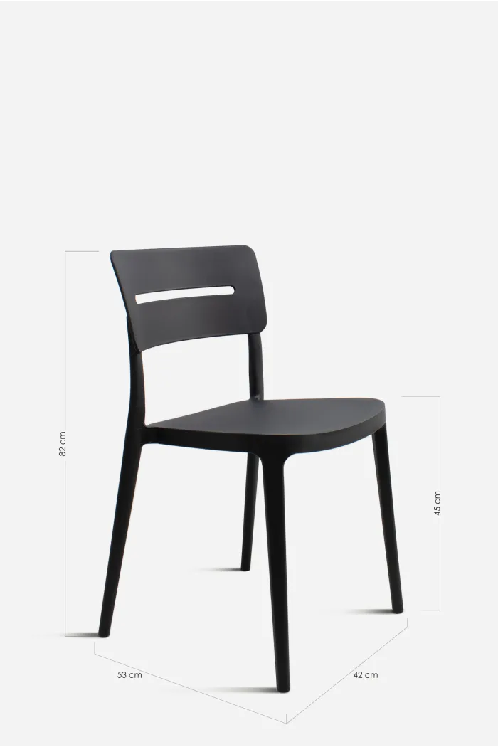 Silla PP Negra 45x52x80 cm