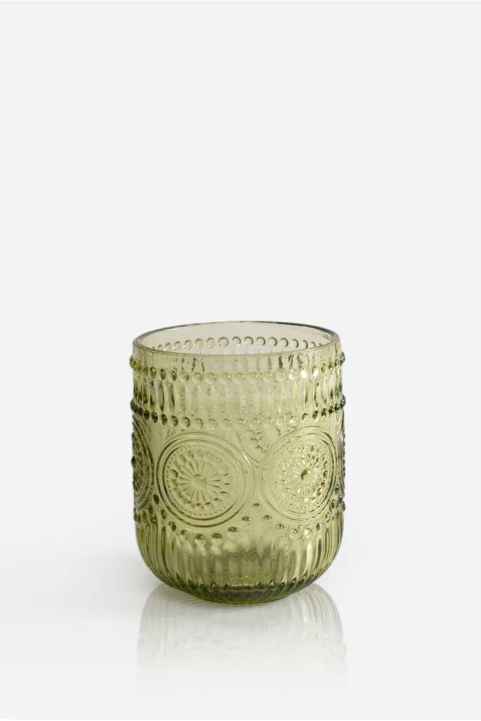 Pack de 6 Vasos de Cristal Verde 250ml─ Ø7,5x9,5cm