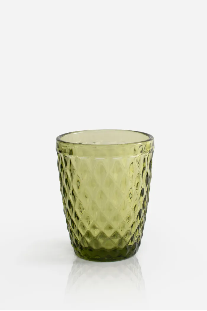 Pack de 6 Vasos de Cristal Verde 250ml─ Ø7,5x10 cm