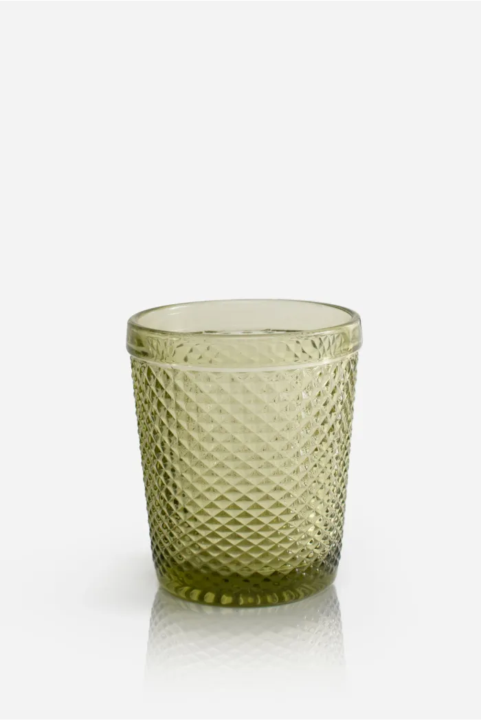 Pack de 6 Vasos de Cristal Verde 250ml─ Ø7,5x10 cm