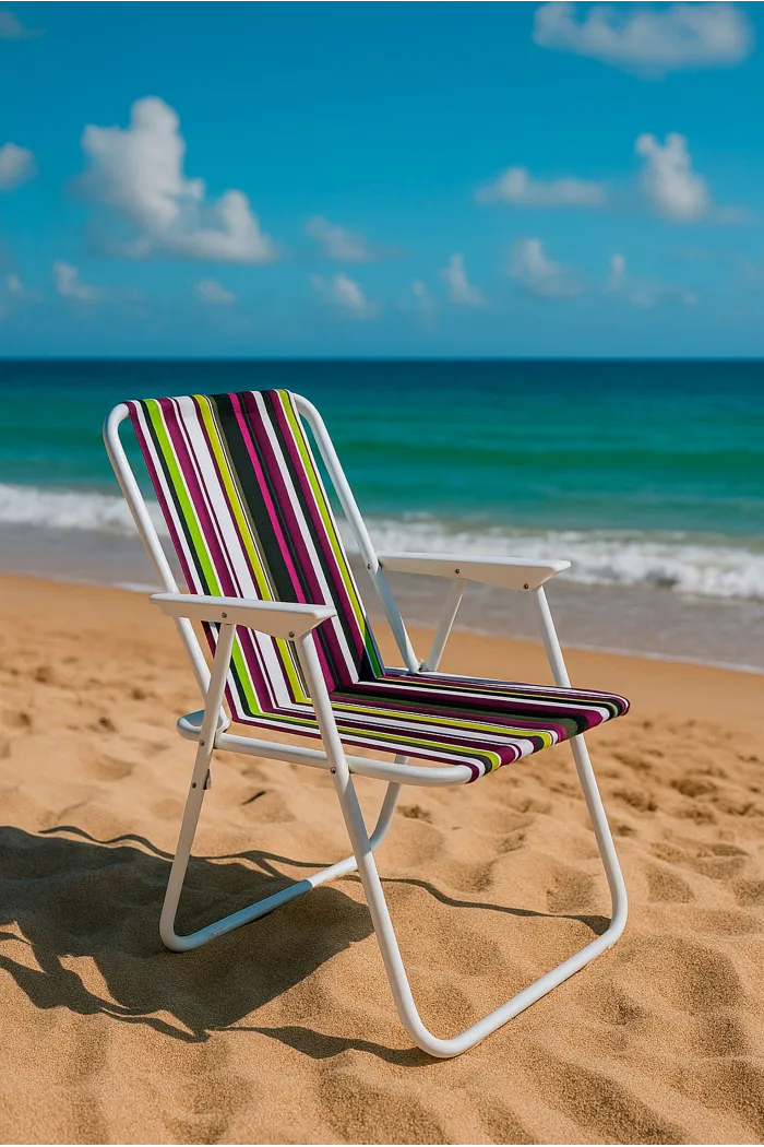 Silla de Playa Plegable - Color Multicolor - Metal 58x50x75 cm - Ideal para Playa, Piscina y Camping