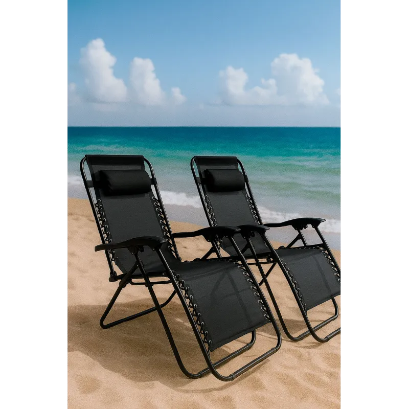 Silla Tumbona con Cojín Alt. 113 cm x L. 60 cm x An. 160 cm | Metal y Textilene
