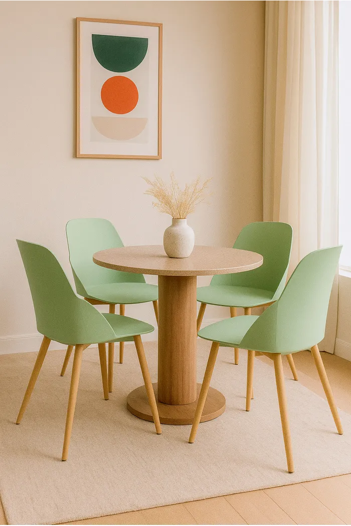 Silla de Comedor Moderna Berlín Color Verde de Metal y Madera