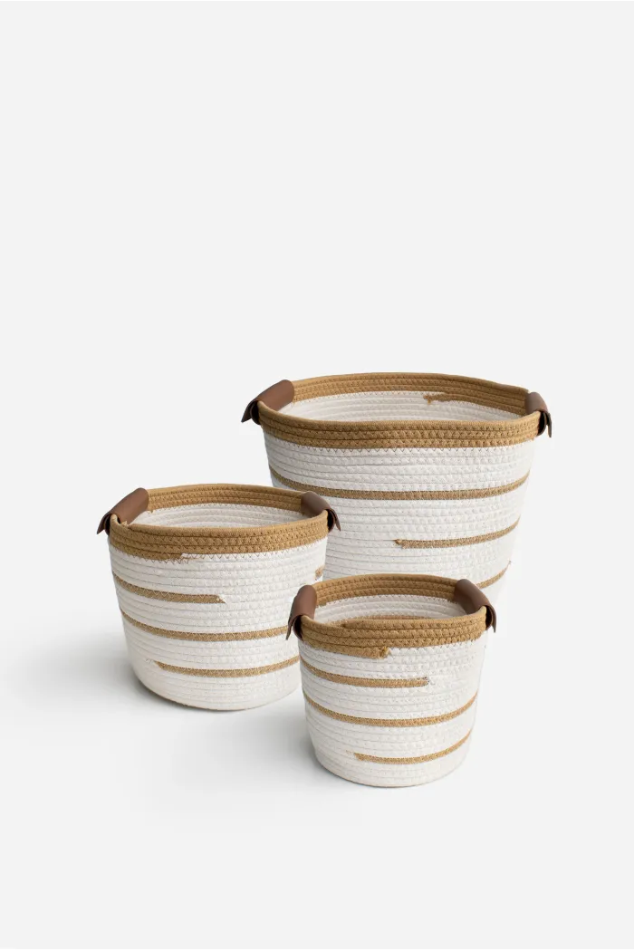 Set de 3 Cestos de Cuerda de Algodón