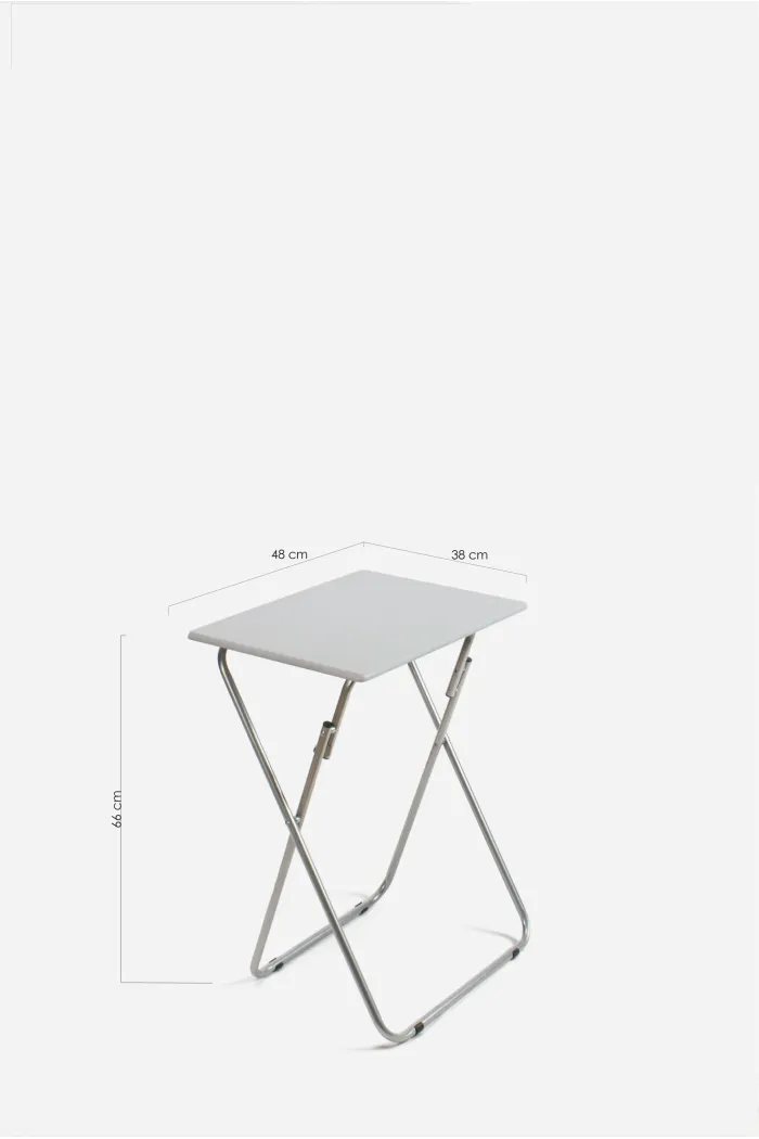 MESA DE MADERA PLEGABLE RECTANGULAR GRIS 48X38X66 cm
