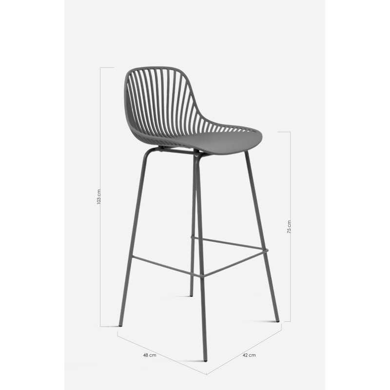 Taburete de cocina alto de polipropileno con respaldo