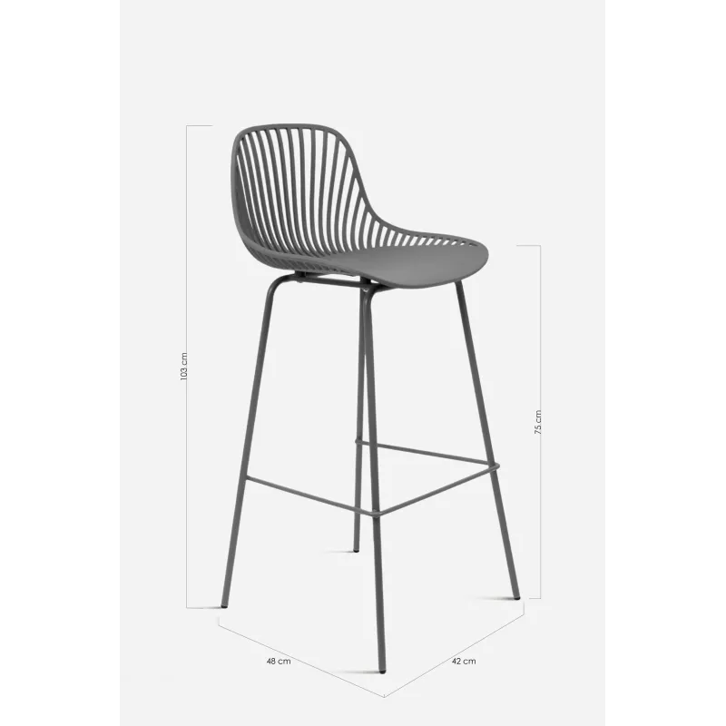 Taburete de cocina alto de polipropileno con respaldo