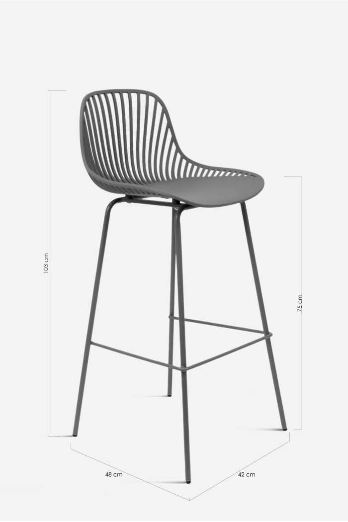 Taburete de cocina alto de polipropileno con respaldo
