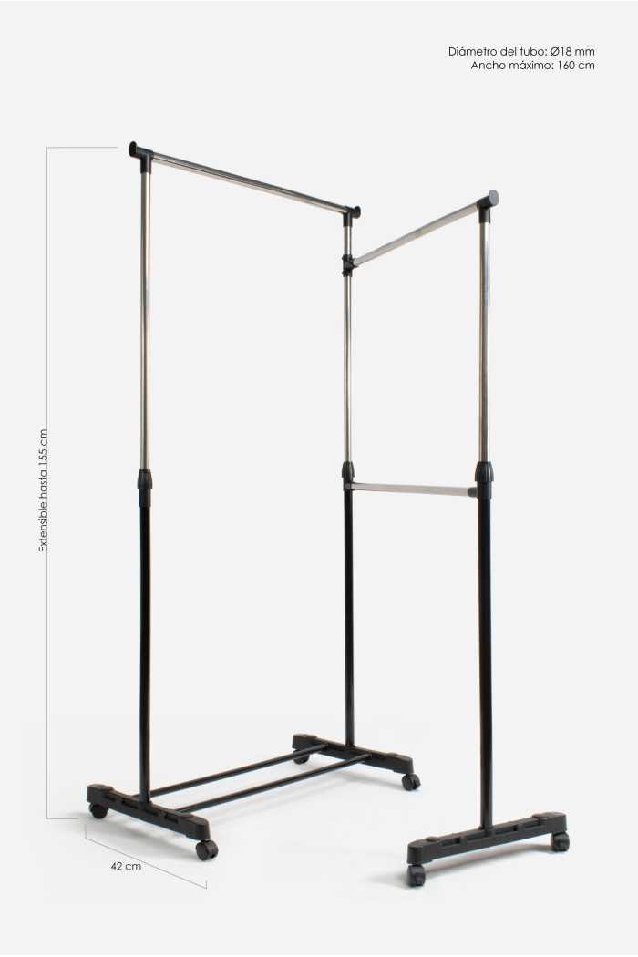 PERCHERO DE METAL AJUSTABLE  (D.TUBO 22)158X41X90-155CM