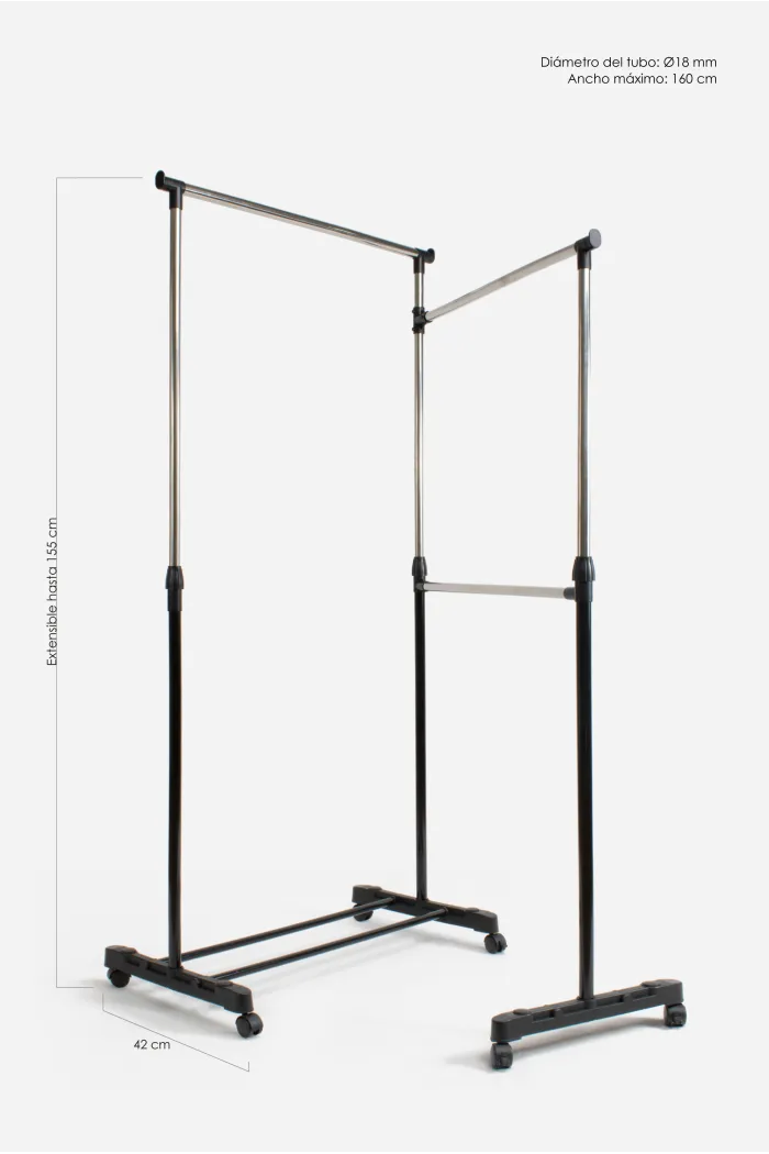 PERCHERO DE METAL AJUSTABLE (D.TUBO 22)158X41X90-155CM