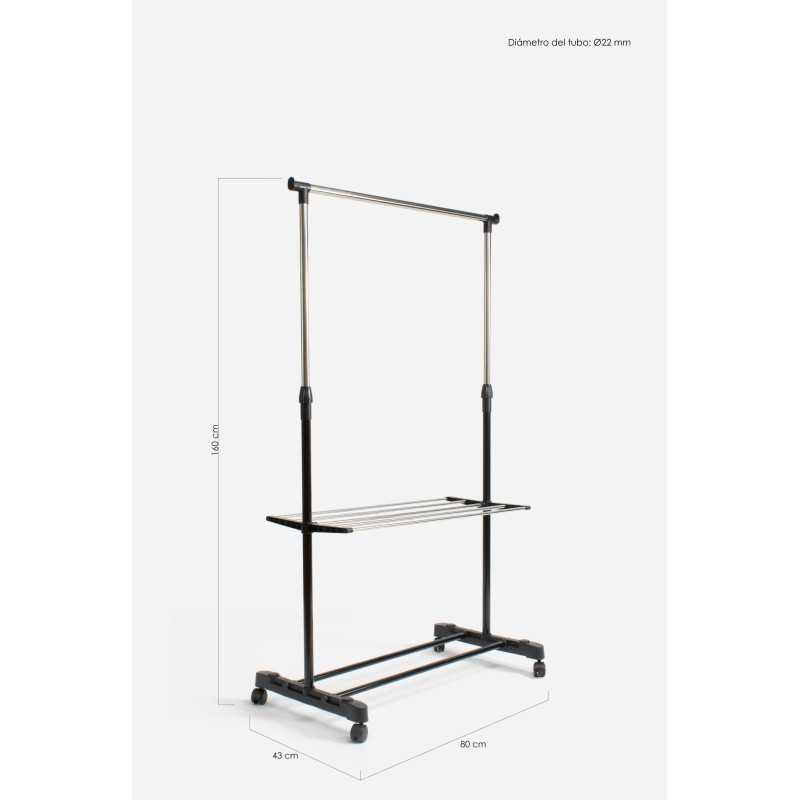 PERCHERO METAL AJUSTABLE C/PANTALONERO (TUBO 22mm) 80X43X160 cm