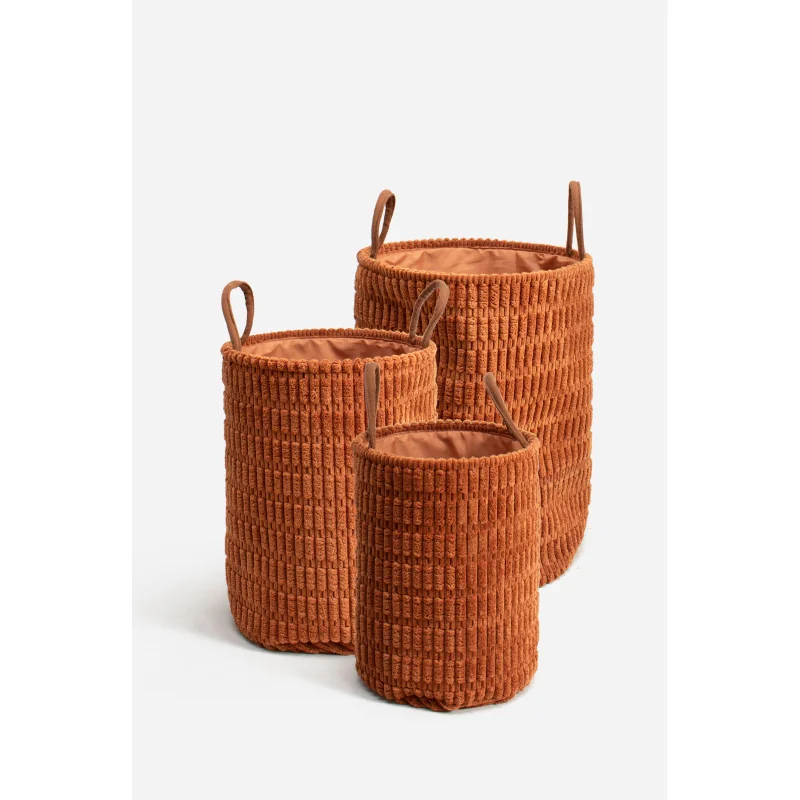 Set de 3 Cestos Roperos de Fibra Gruesa y Poliéster - 2 Modelos