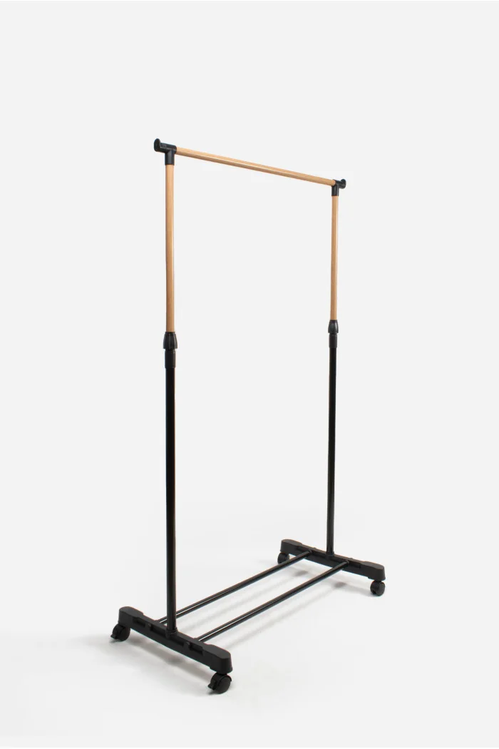 Perchero Burro de Metal e Imitación Bambú con Ruedas - Altura Ajustable de 90 a 160 cm