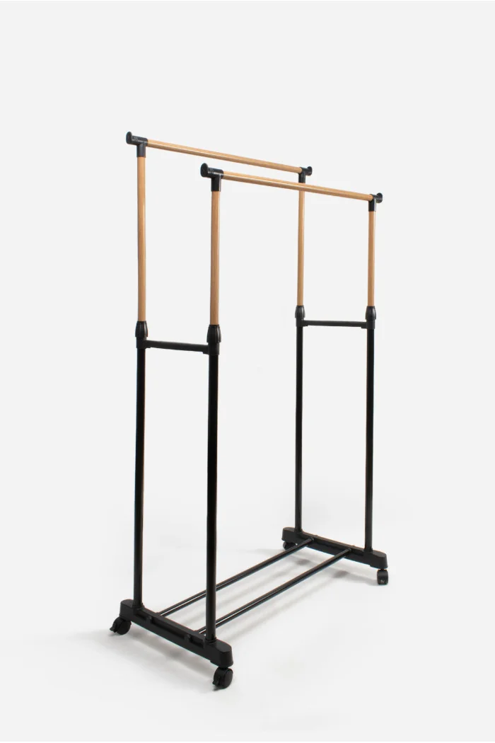 Perchero Burro de Metal e Imitación Bambú con Ruedas - Altura Ajustable de 93 a 160 cm