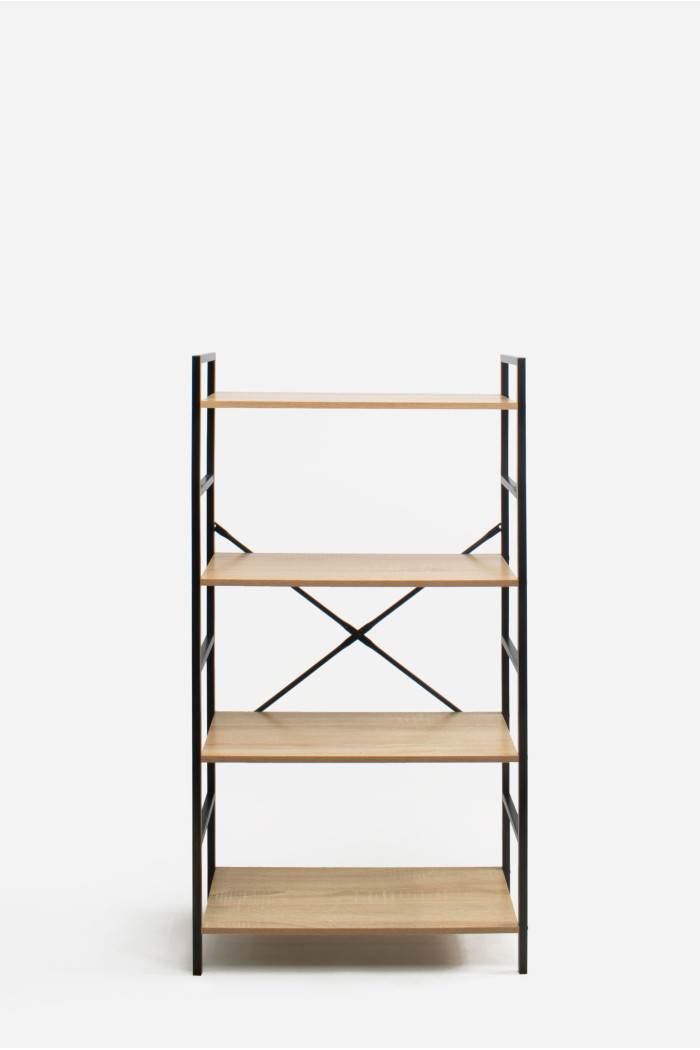 Estantería de Madera y Metal ─ Cuatro Baldas 59x23,5x112 cm