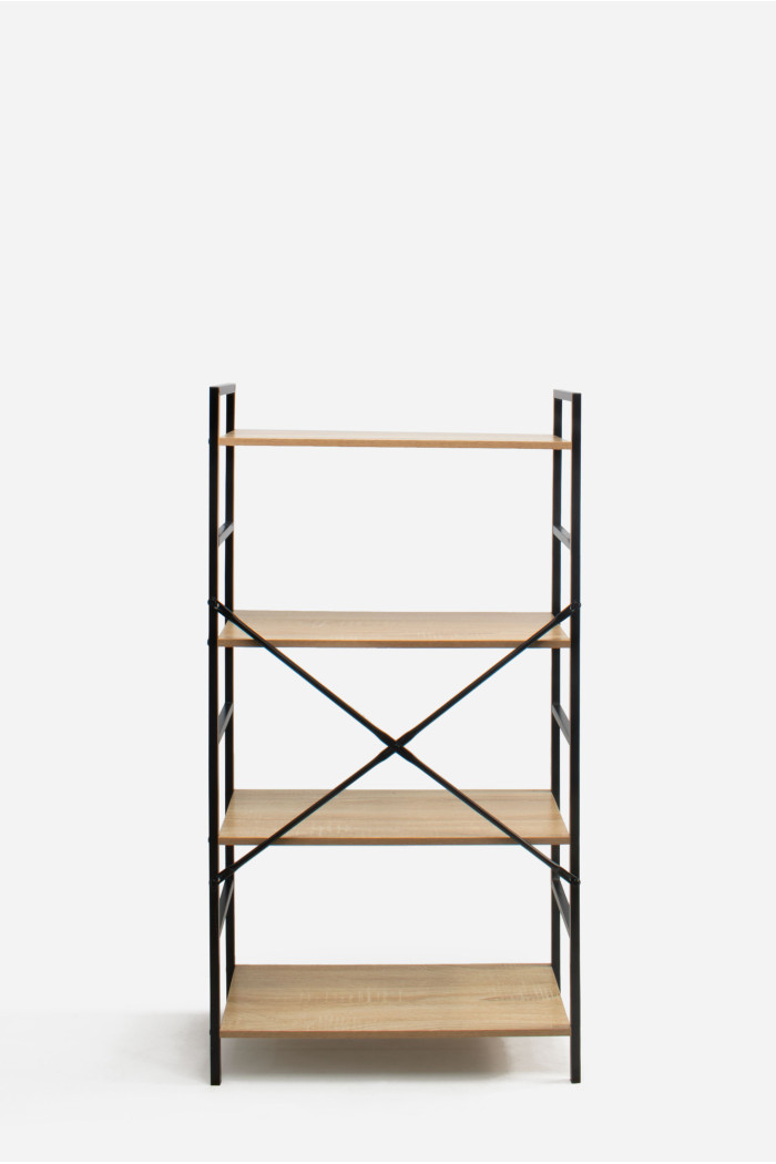 Estantería de Madera y Metal ─ Cuatro Baldas 59x23,5x112 cm