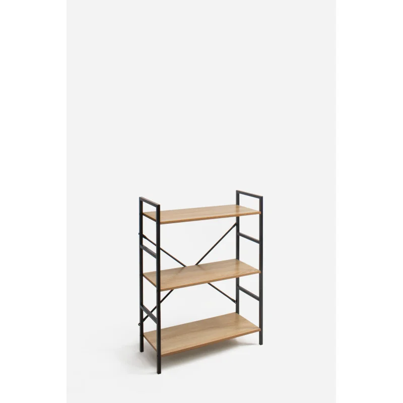 Estantería Industrial de Madera con Estructura de Metal Negra | 3 Baldas