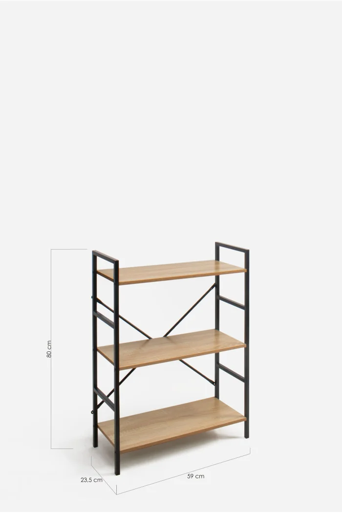 Estantería de Madera y Metal ─ Tres Baldas 59x23,5x80 cm
