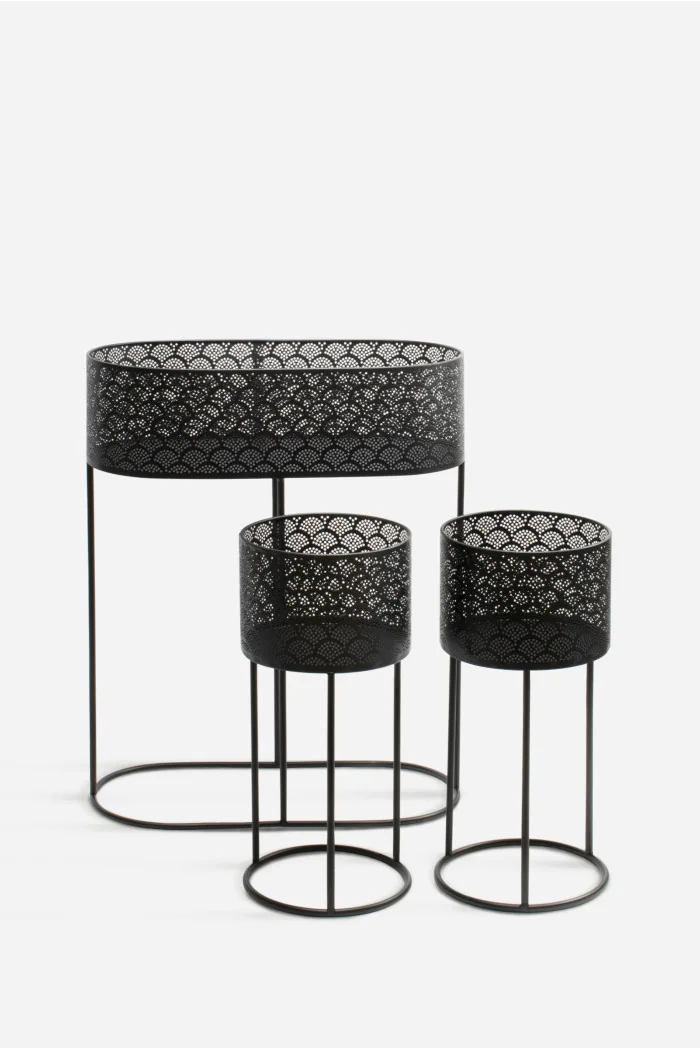 PEANA HIERRO BLANCA MACETERO BLANCO S/3 56X26X70 CM EN DOS COLORES: BLANCO Y NEGRO