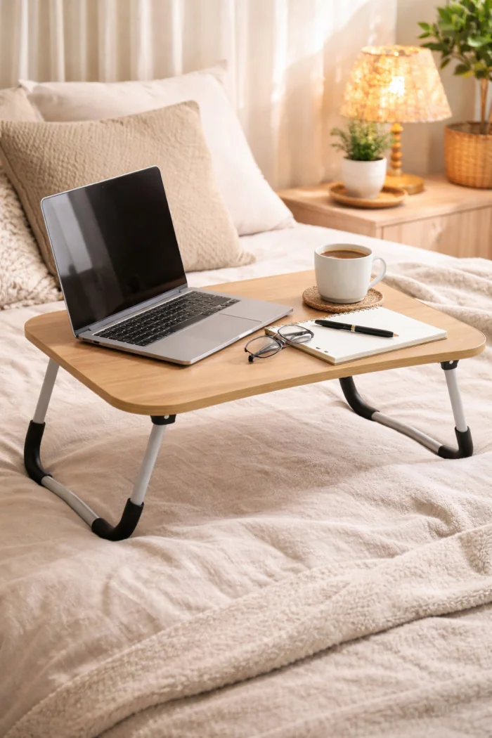 Bandeja Plegable de Madera para Cama - Madera