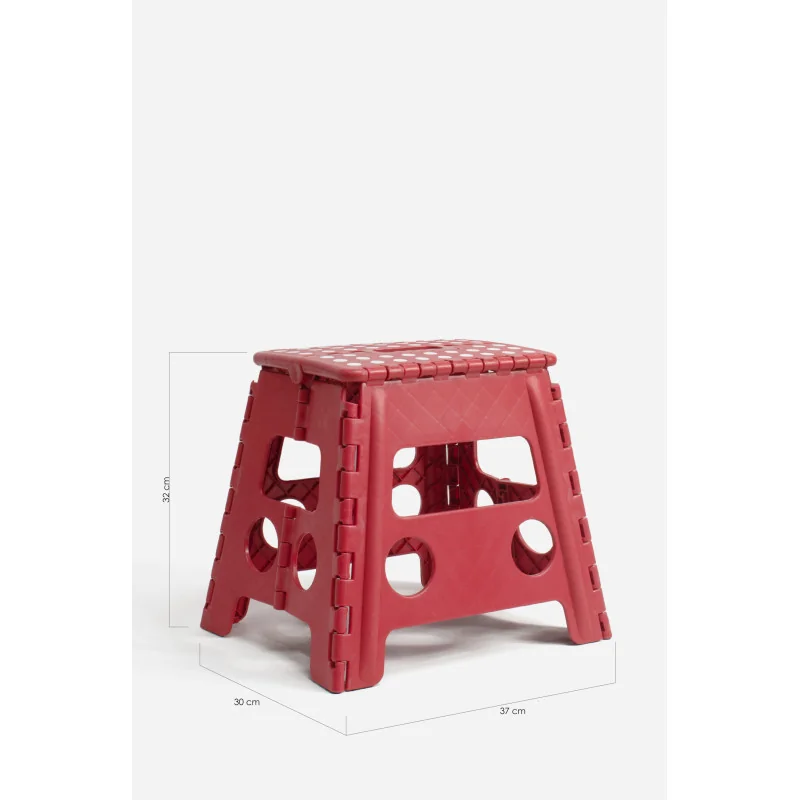 Taburete Plegable de PP Antideslizante 37x30x32 cm | Rojo Medidas